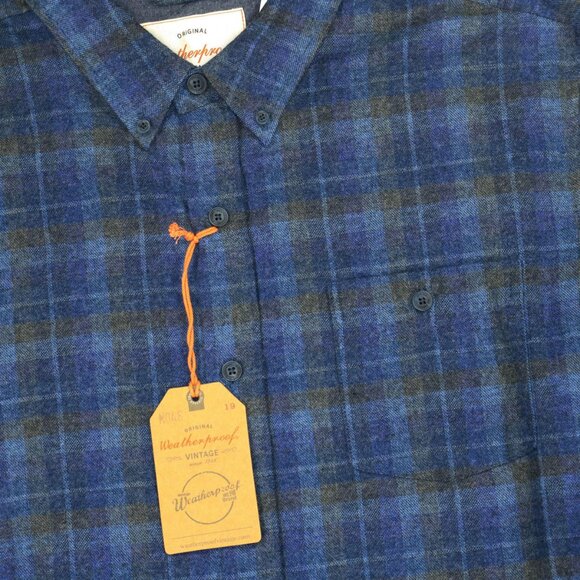 Weatherproof Plaid Regular Fit Long Sleeve Button Down Men's Shirt XL NWT Blue - Picture 2 of 4